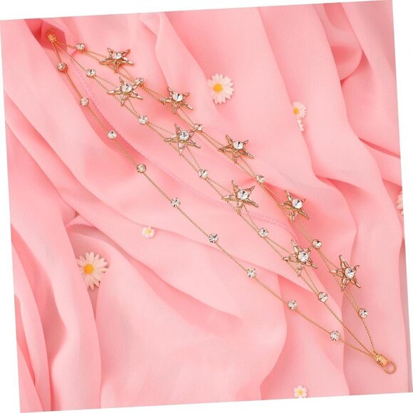 Gold Rhinestone Star Crown Alloy Hairband Bridal Tiara Wedding Jewelry for Women main image 6